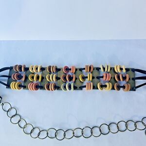 Boho Wooden Bead Chain Belt Hippie Festival Artisan Retro Waist Belt VINTAGE